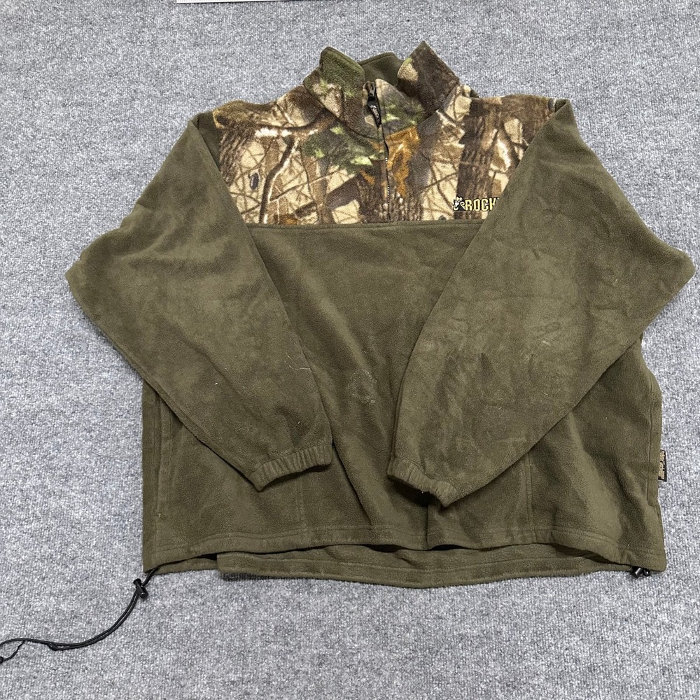 Rocky Fleece Pullover Mens Size 3XL Olive Green Camo Quarter Zip Outdoor Hunting